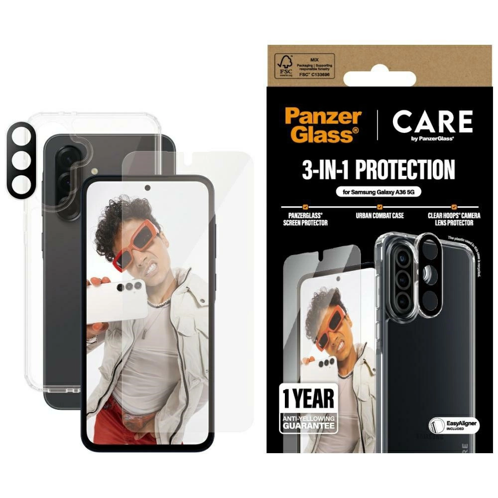 CARE by PanzerGlass Flagship 3in1 apsaugos rinkinys Samsung Galaxy A36 5G