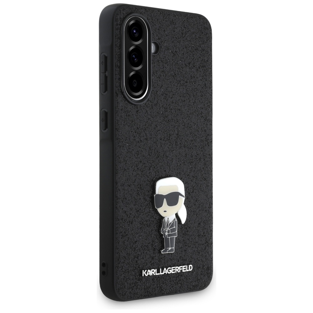 Karl Lagerfeld Ikonik Fixed Glitter Samsung Galaxy A36 dėklas, juodas