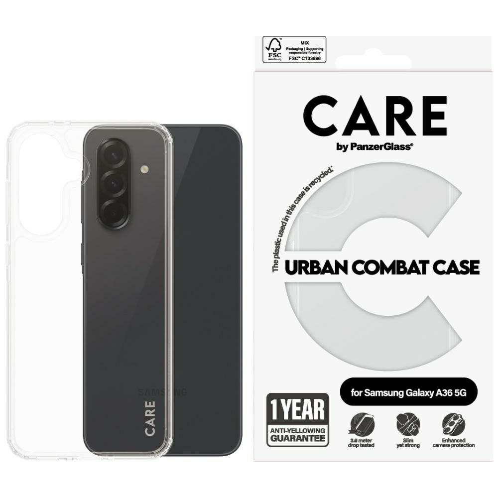CARE by PanzerGlass Samsung Galaxy A36 5G Case Urban Combat, Transparent