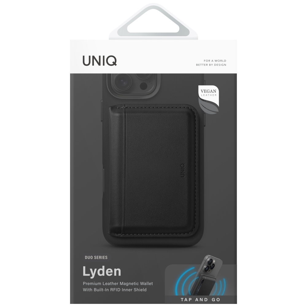 Uniq Lyden DS Magnetic RFID Wallet with Phone Stand, Black