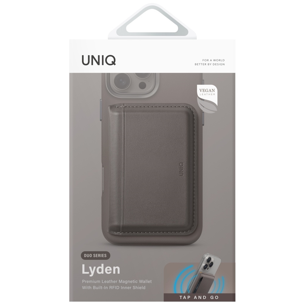 Uniq Lyden DS Magnetic RFID Wallet and Phone Stand, Gray