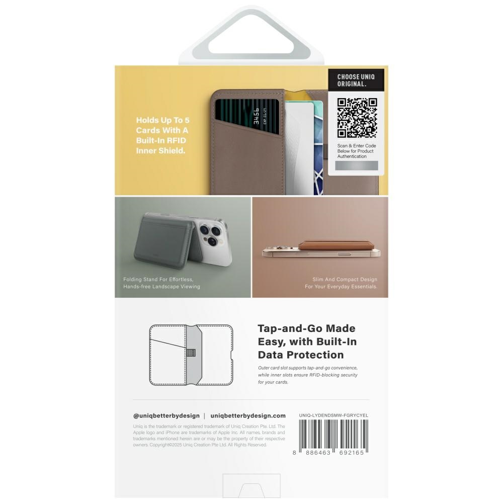 Uniq Lyden DS Magnetic RFID Wallet and Phone Stand, Gray