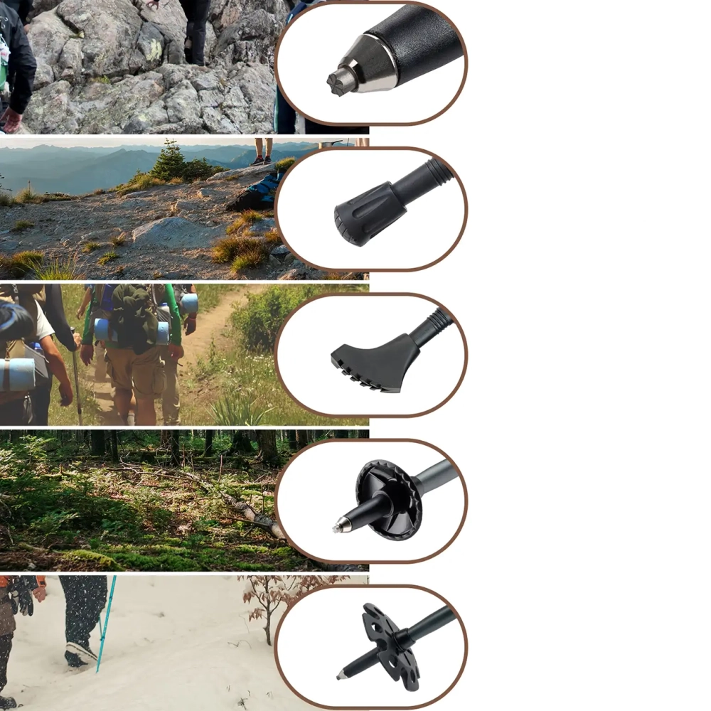 Qunature šiaurietiško ėjimo lazda iš aliuminio 110-130 cm, ruda