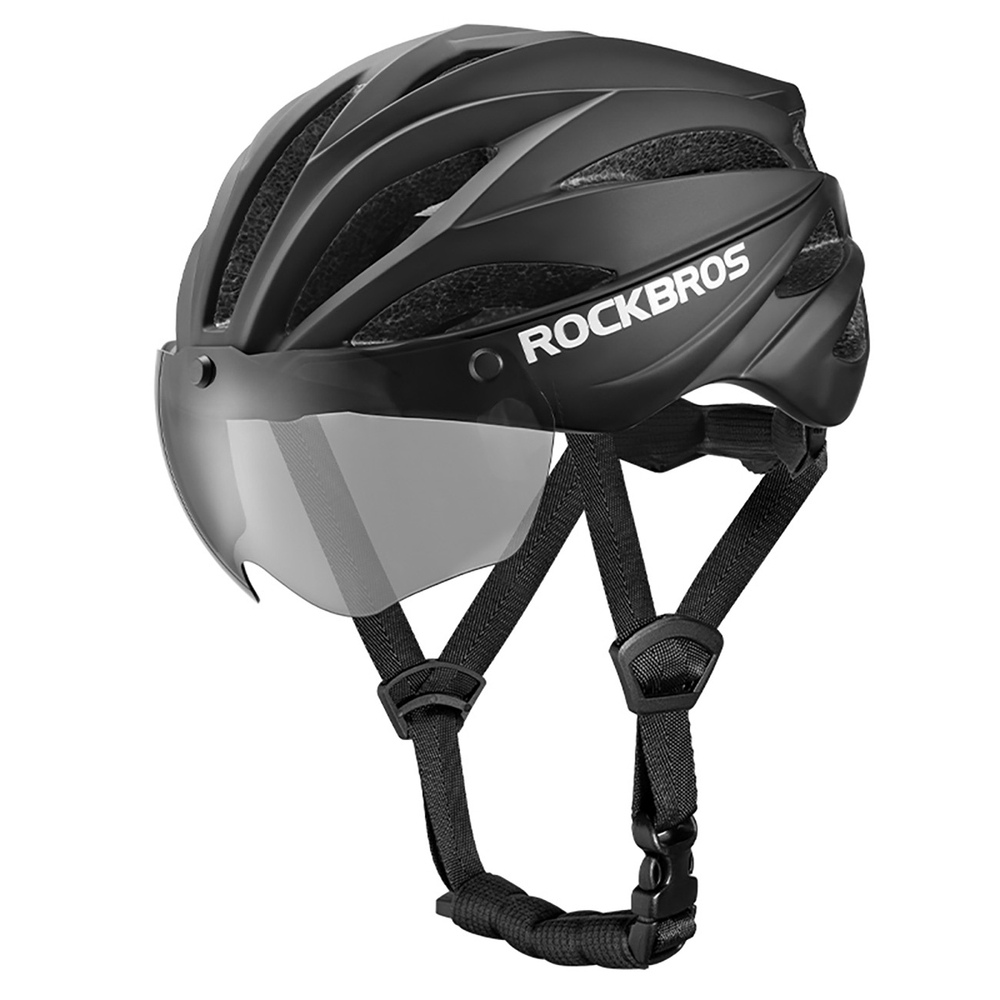 Rockbros dviratininko šalmas su nuimamais UV akiniais, juodas/rudas