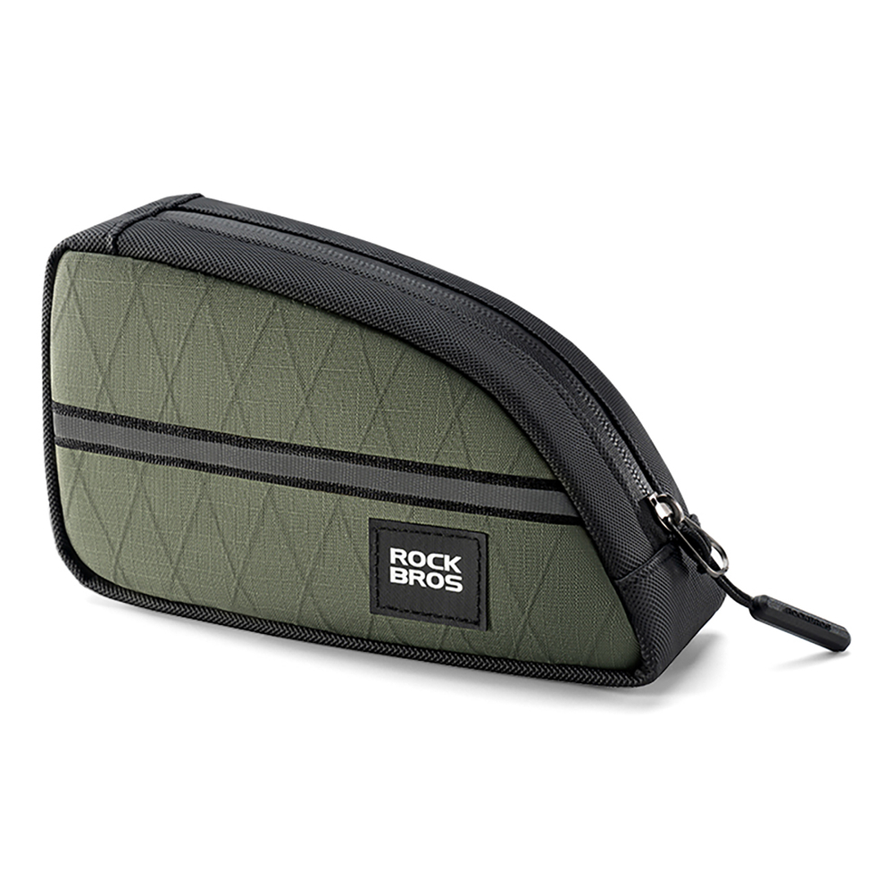 Trikampis dviračio rėmo krepšys Rockbros, 0,8 l, žalias