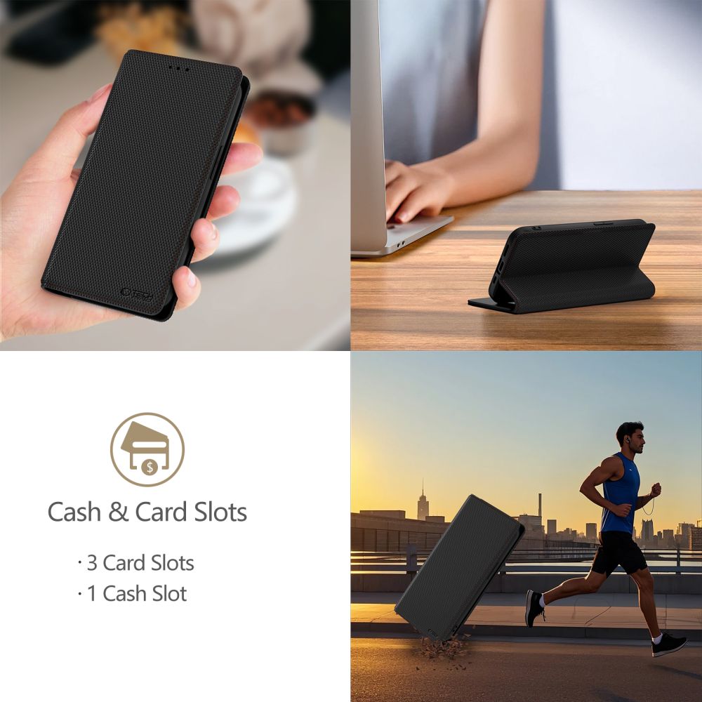 Atverčiamasis dėklas Tech-Protect Wallet RS Samsung Galaxy A56 5G, juodas