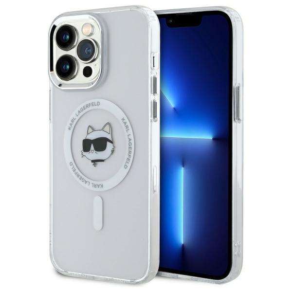 Karl Lagerfeld iPhone 14 Pro Max dėklas IML Metal Choupette Head MagSafe, baltas