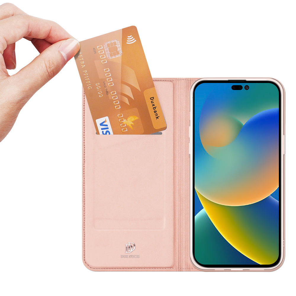 Dux Ducis Skin Pro knygutės tipo dėklas iPhone 14 Pro Max, rožinis