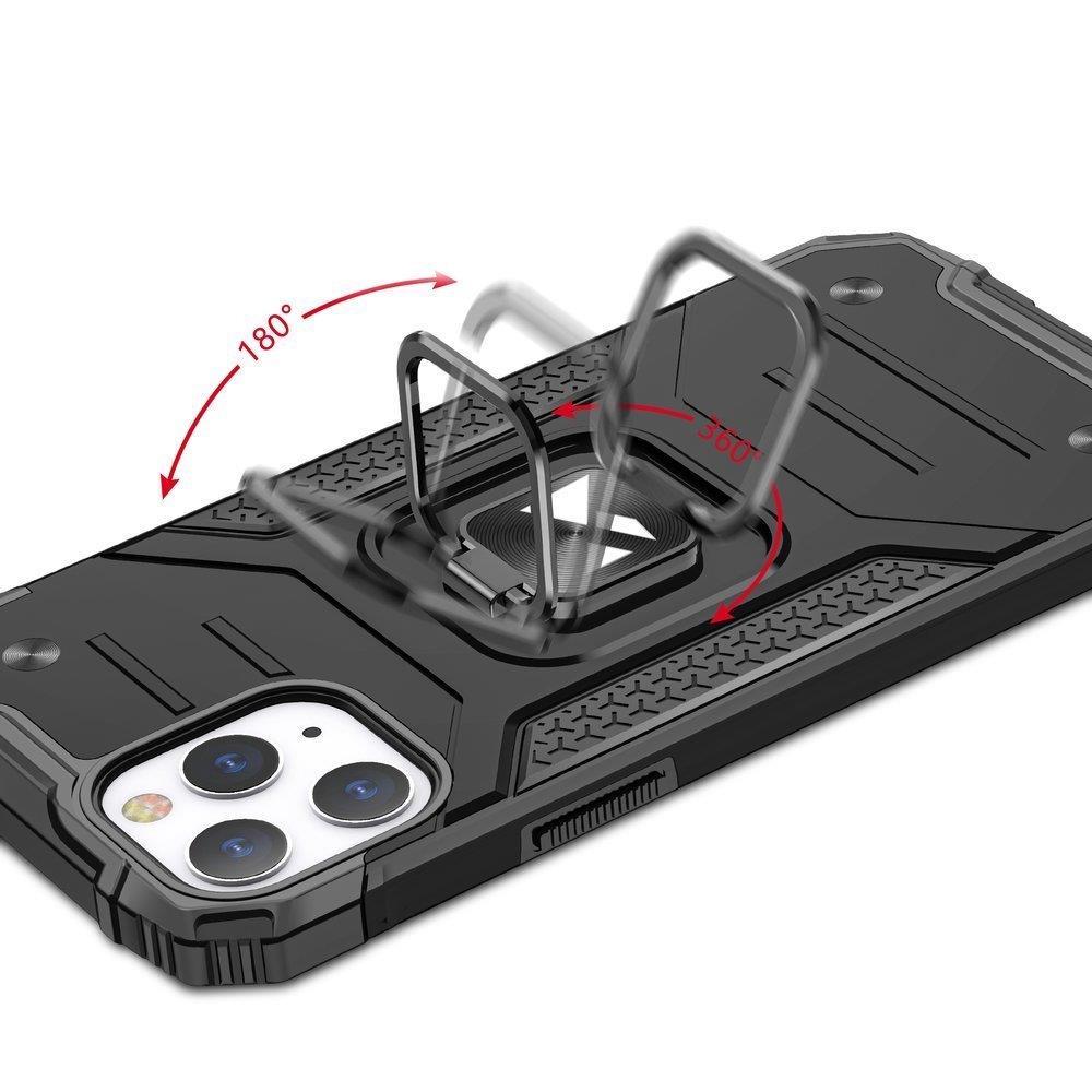 Wozinsky iPhone 14 Pro Max Ring Armor Case with Kickstand, Silver