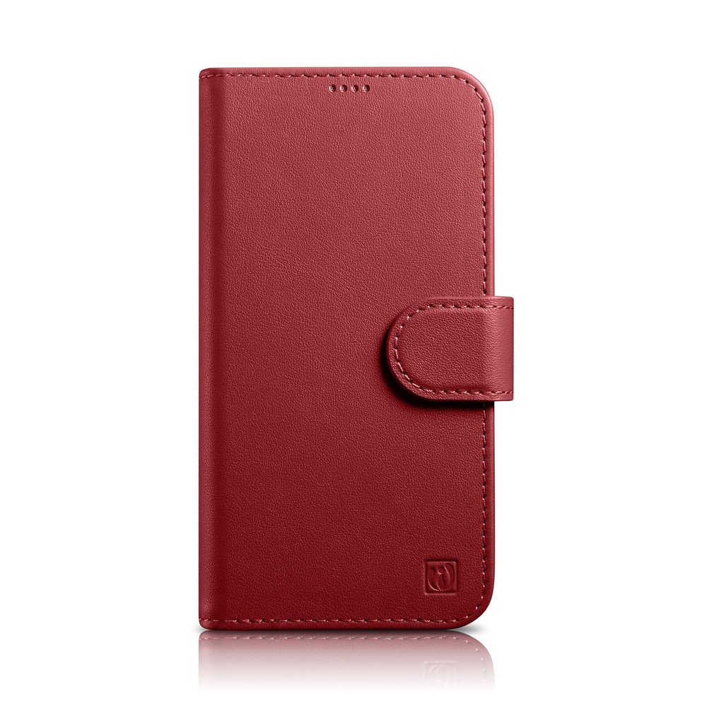Icarer iPhone 14 Pro Max Leather Wallet Case 2in1 Anti-RFID, Red