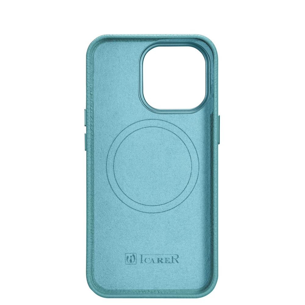 Icarer iPhone 14 Pro Max Leather Case Litchi Premium MagSafe, Green