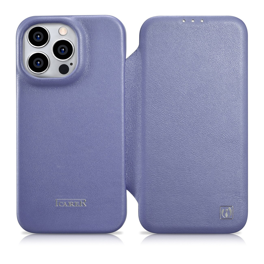 Icarer iPhone 14 Pro Max Leather Folio Case MagSafe, Light Purple