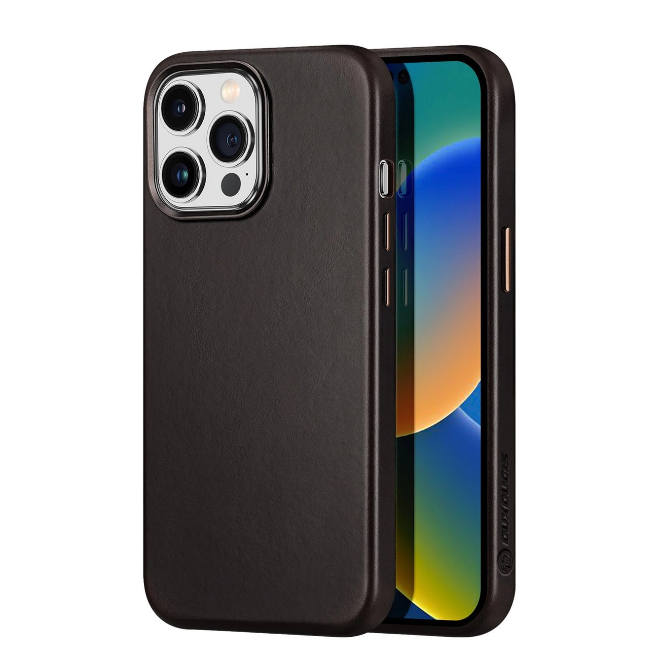 Dux Ducis Naples Phone Case Cover iPhone 14 Pro Max Leather Cover (MagSafe Compatible) Dark Brown