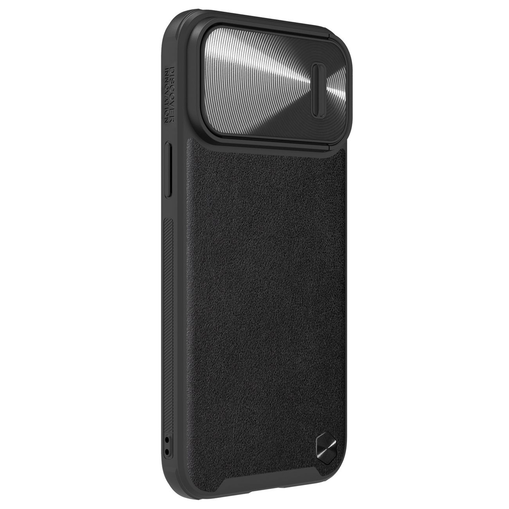 Nillkin CamShield Leather S dėklas iPhone 14 Pro Max telefonui, juodas