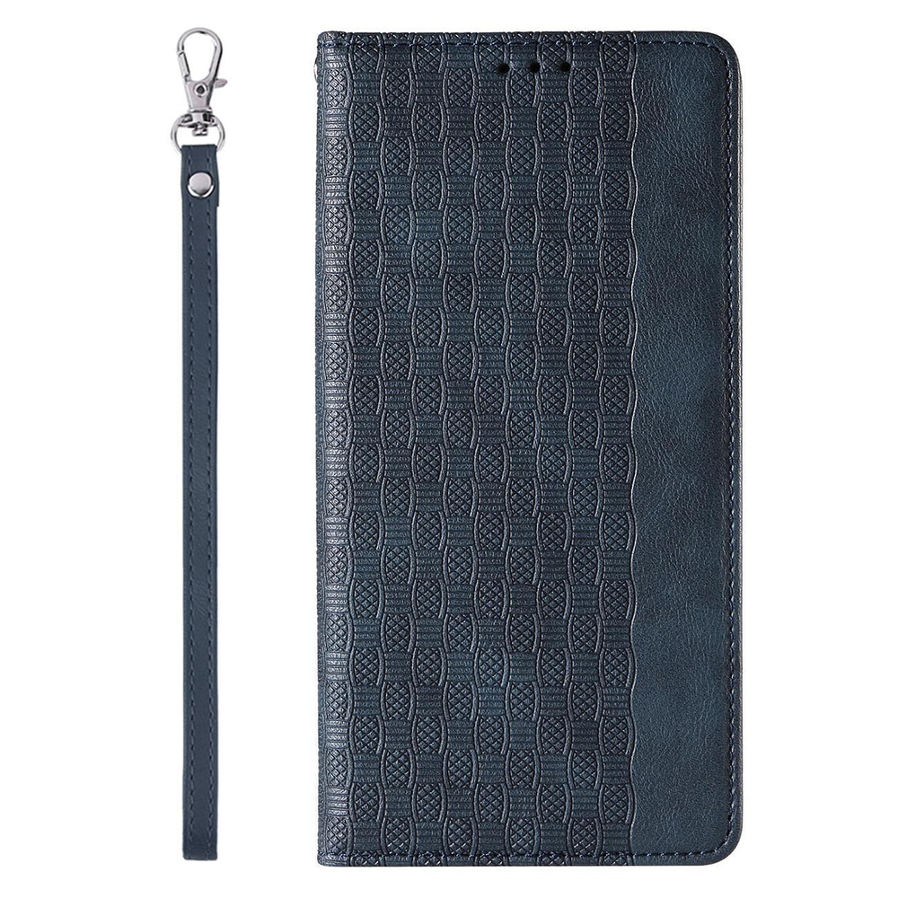 Magnet Strap Case for iPhone 14 Pro Max Flip Wallet Case with Stand, Blue