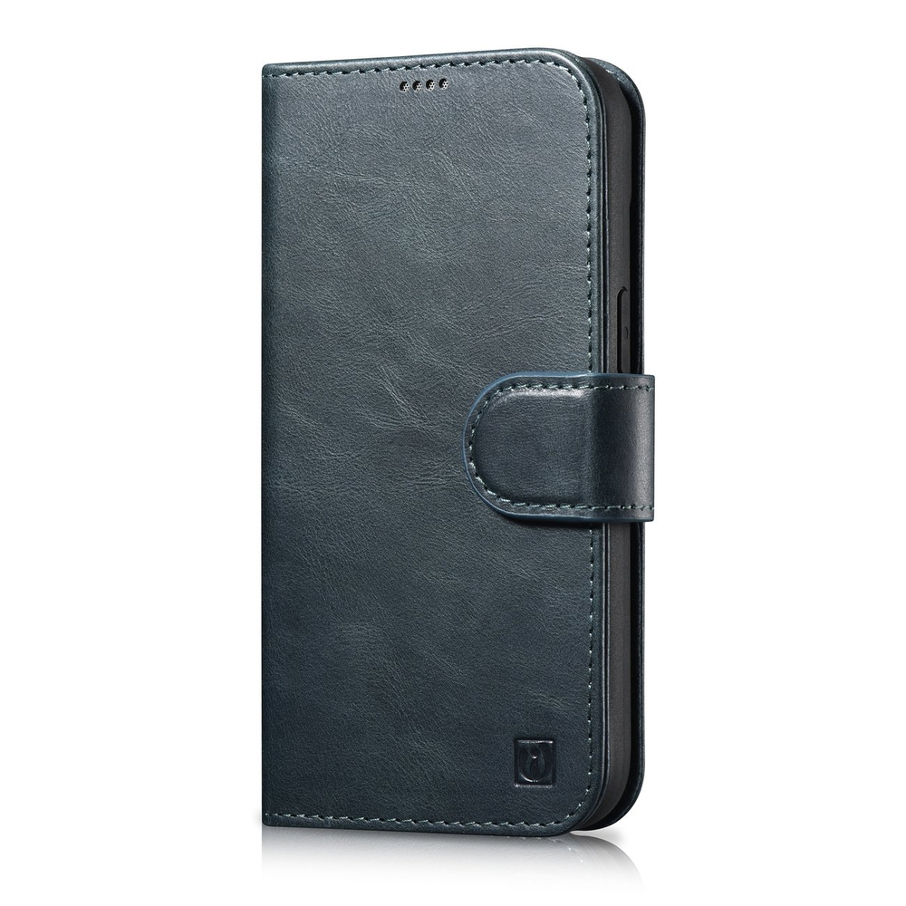 Icarer iPhone 14 Pro Max Oil Wax Leather Wallet Case 2in1, Blue