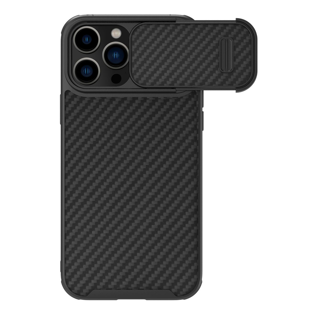 Nillkin Synthetic Fiber S Case for iPhone 14 Pro Max with Camera Cover, Black