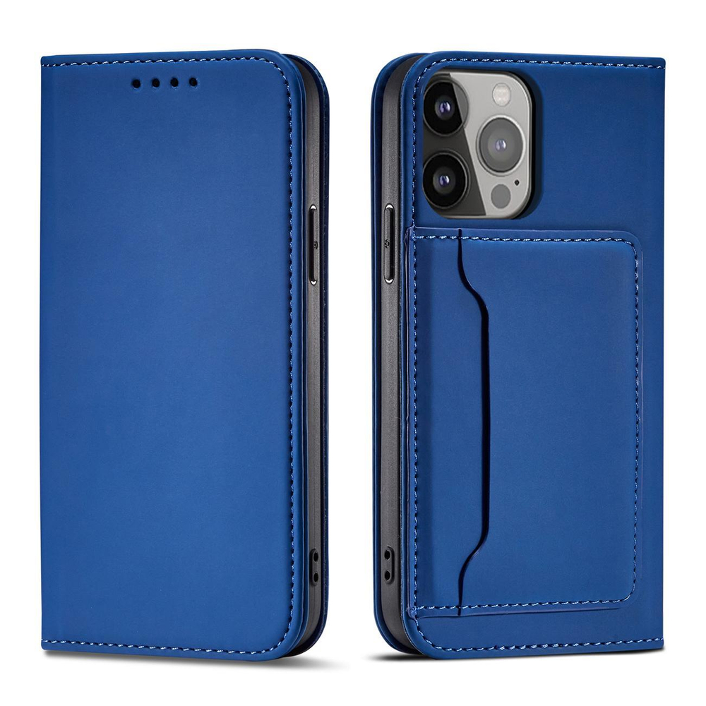 Magnet Card Case for iPhone 14 Pro Max Wallet Flip Cover, Blue