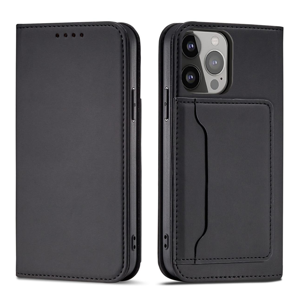 Magnet Card Case for iPhone 14 Pro Max Wallet Flip Cover, Black