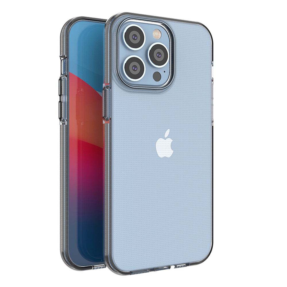 Spring Case for iPhone 14 Pro Max Silicone Cover with Frame, Black