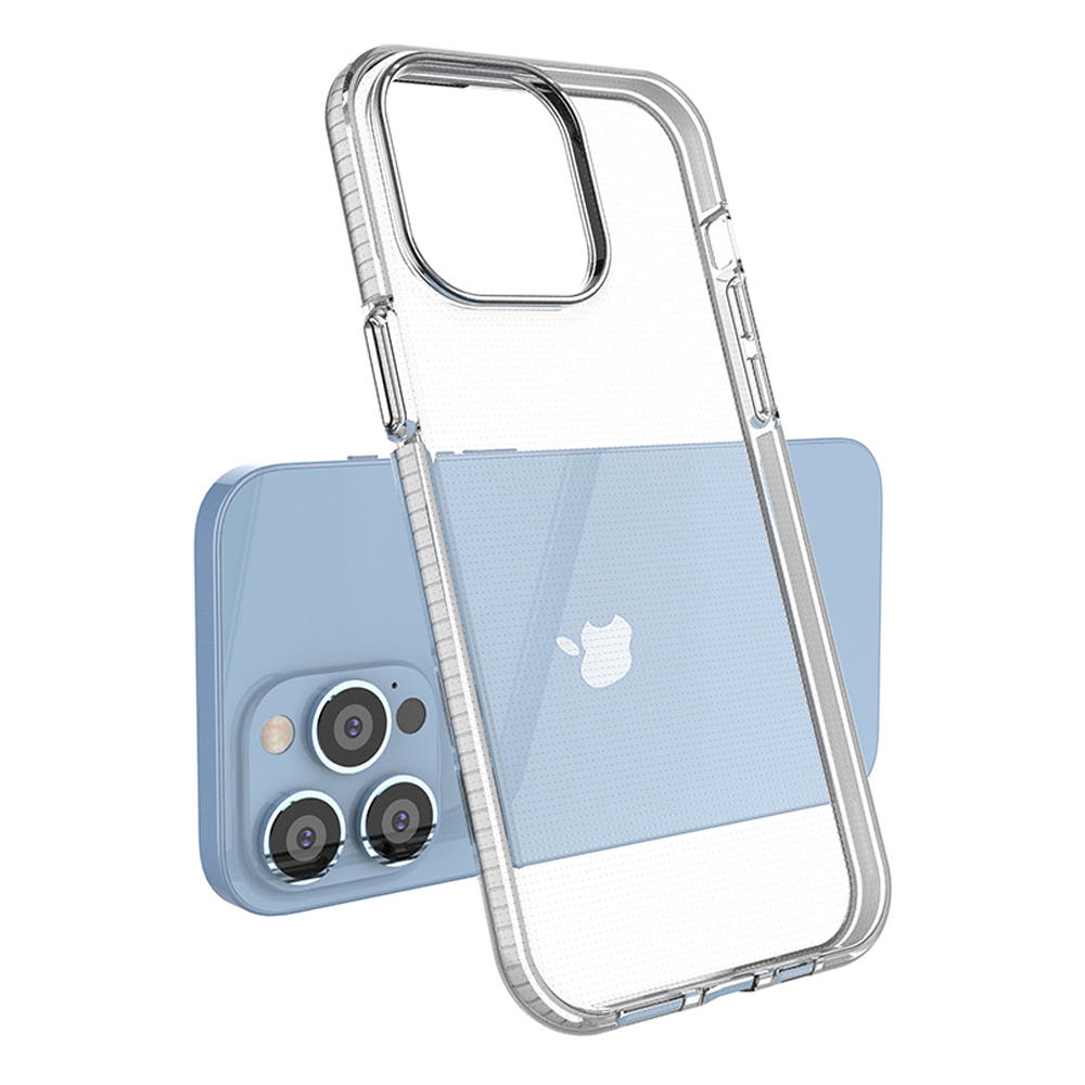 Spring Case for iPhone 14 Pro Max with Colored Frame, Light Blue