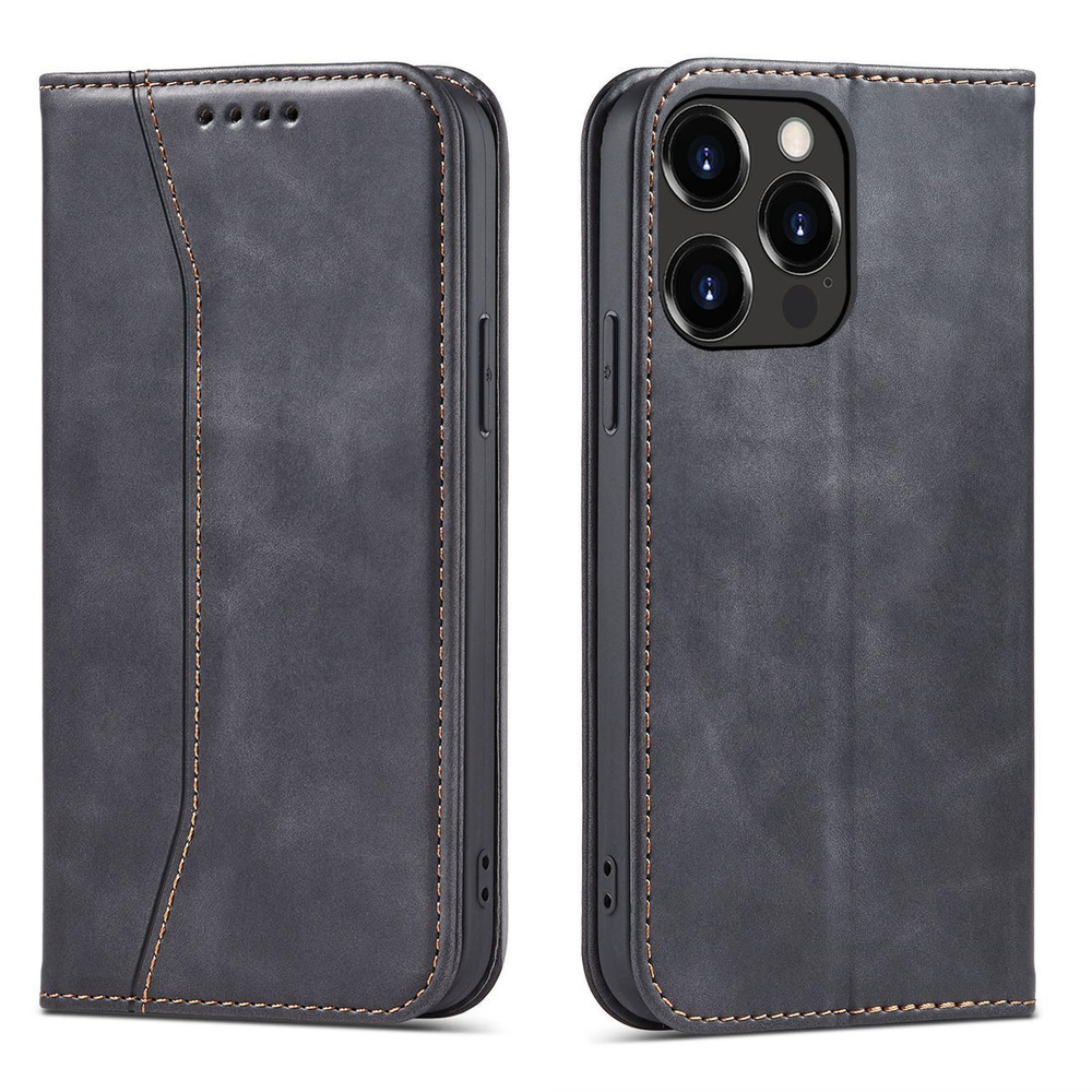 Magnet Fancy Case for iPhone 14 Pro Max Wallet Flip Cover, Black