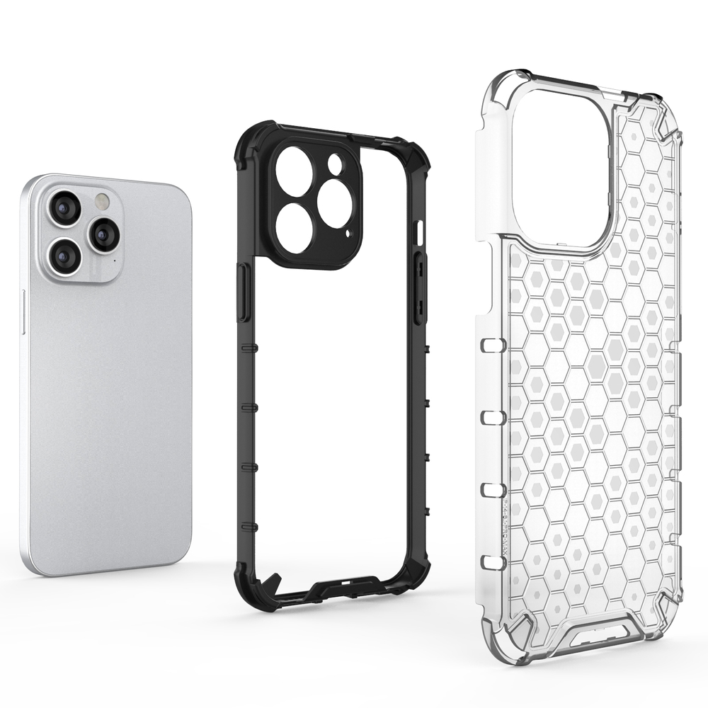 Honeycomb Case for iPhone 14 Pro Max Armored Hybrid Cover, Blue