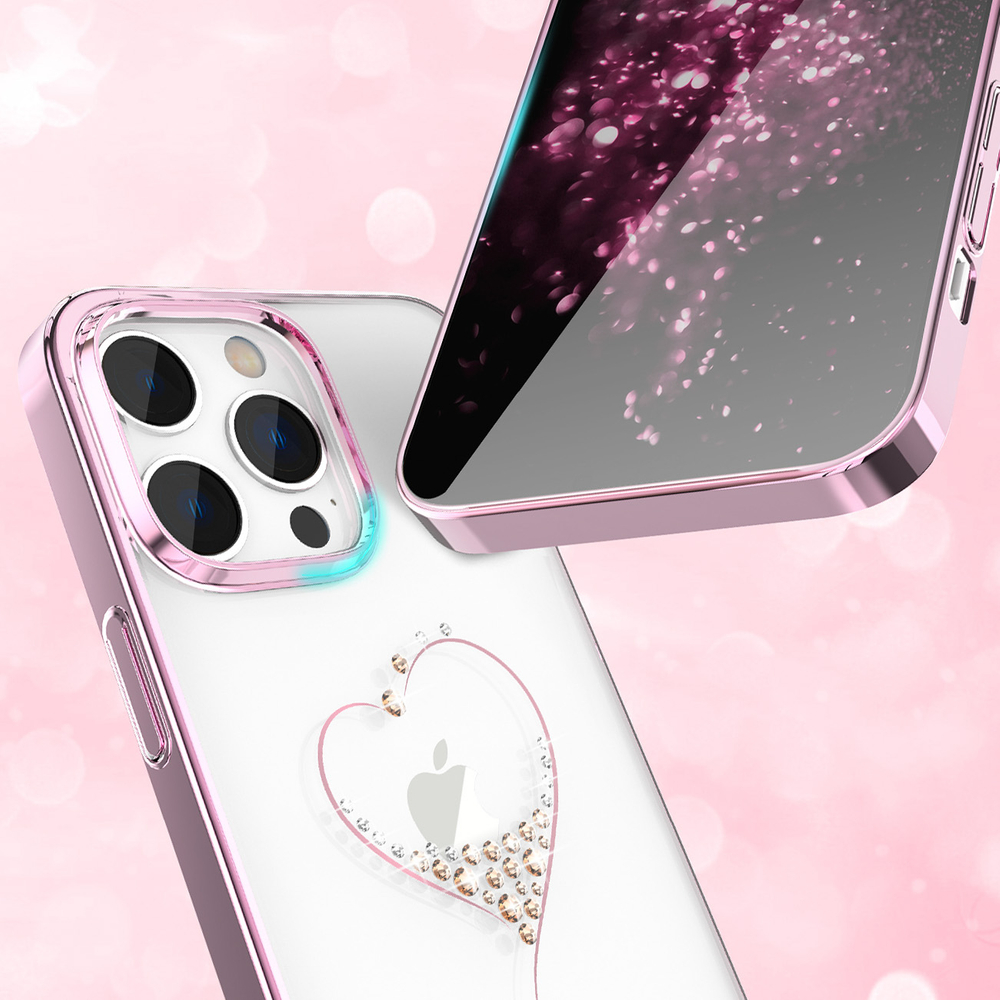 Silicone case with Swarovski Kingxbar Wish Series crystals iPhone 14 Pro Max - pink