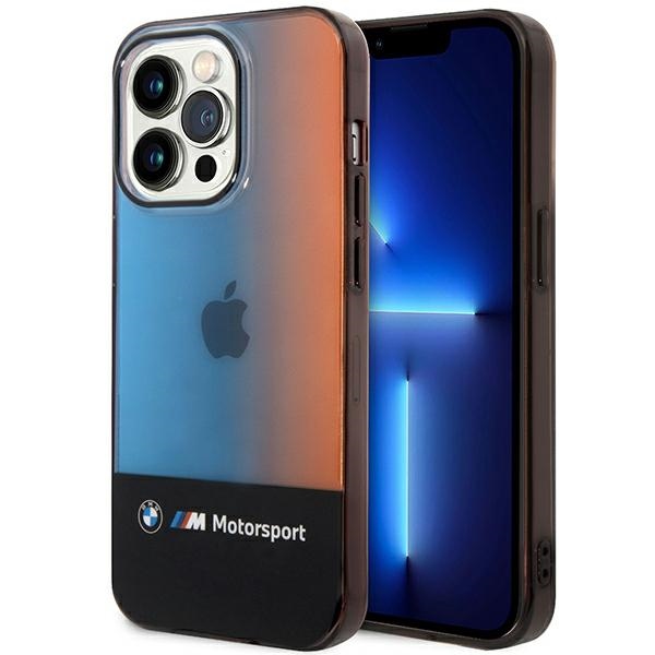 BMW iPhone 14 Pro Max Case Half Tricolor, Black