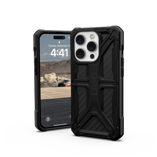 UAG Monarch dėklas iPhone 14 Pro Max telefonui, juodos anglies spalvos