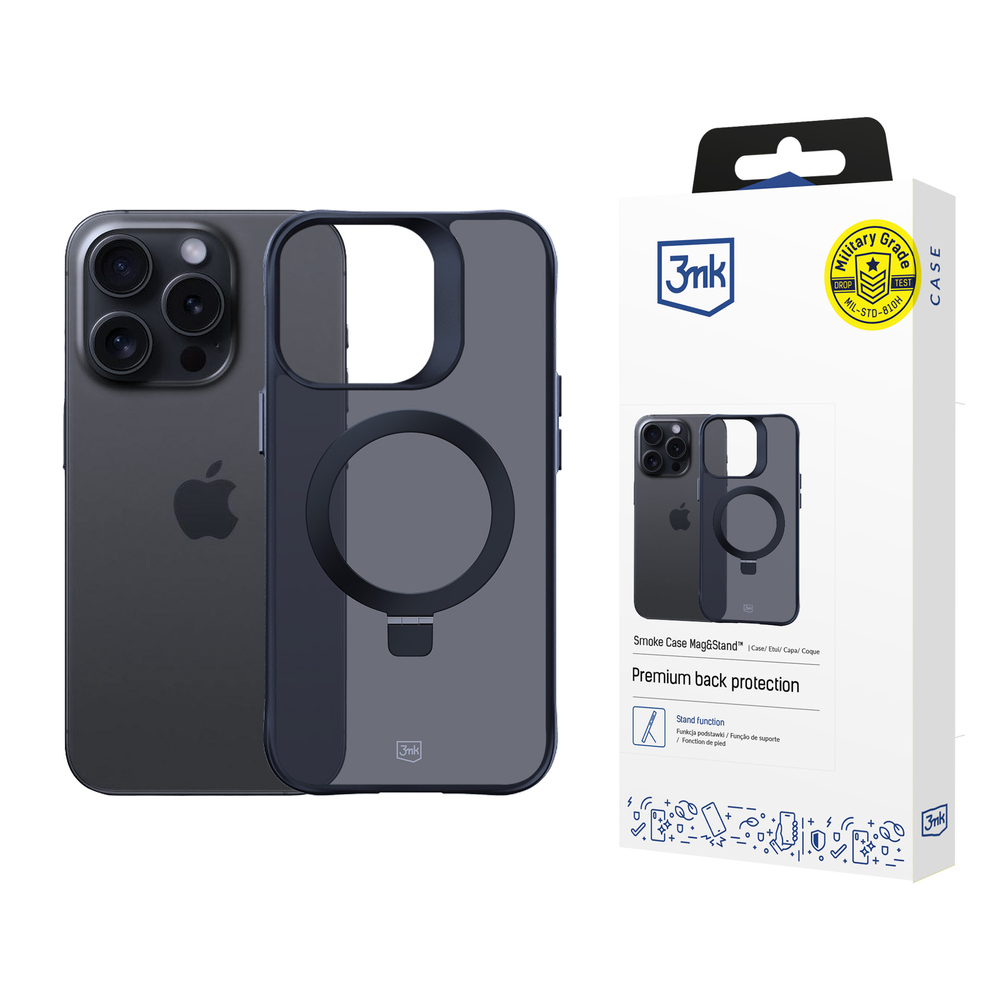 3mk Apple iPhone 14 Pro Max Case Smoke Case Mag&Stand, Black