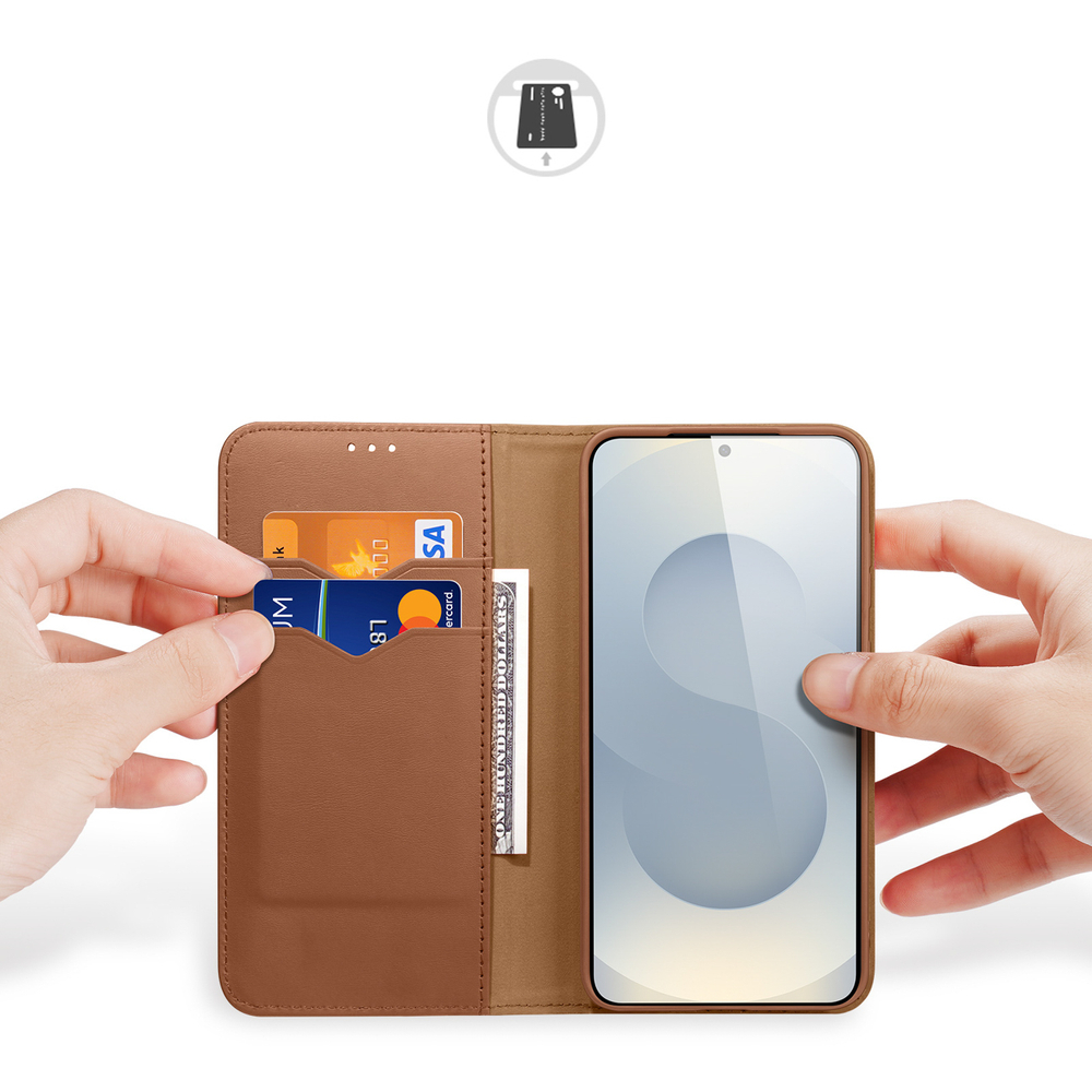 Dux Ducis Hivo atverčiamasis dėklas Samsung Galaxy S25 Edge, rudas