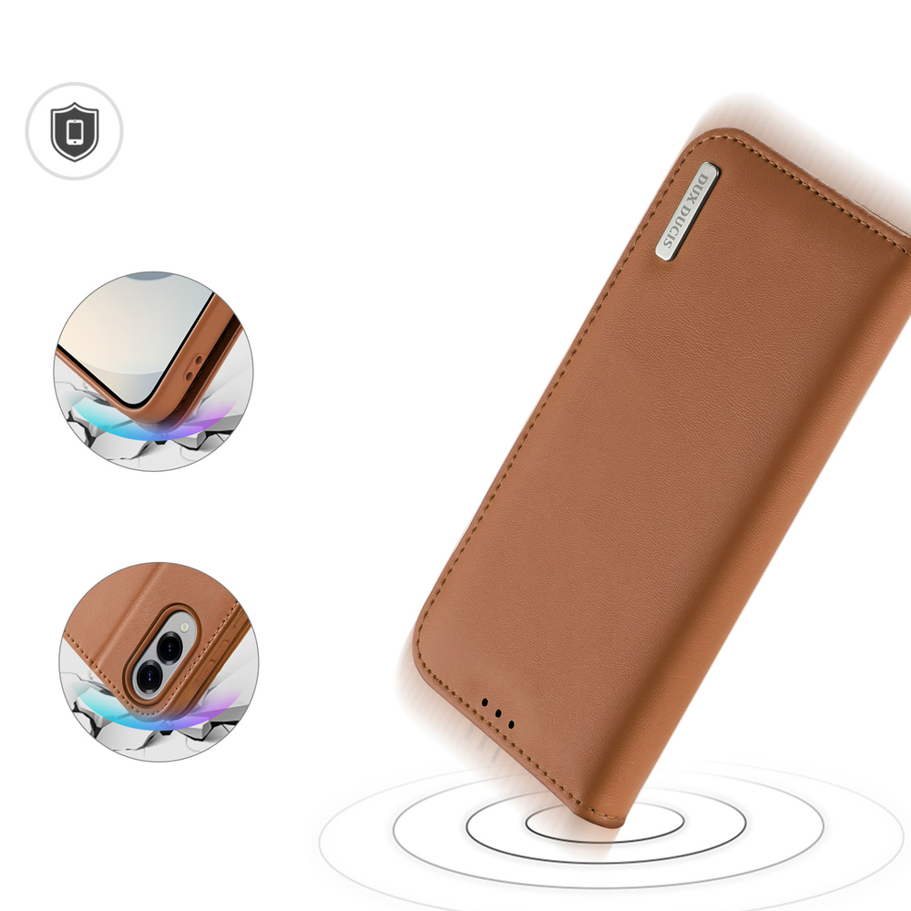 Dux Ducis Hivo atverčiamasis dėklas Samsung Galaxy S25 Edge, rudas