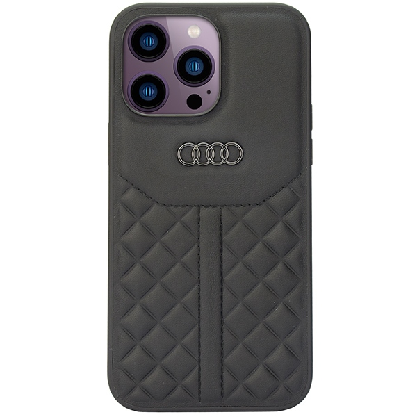 Audi Genuine Leather Phone Case Cover iPhone 14 Pro Max 6.7\" - black AU-TPUPCIP14PM-Q8/D1-BK
