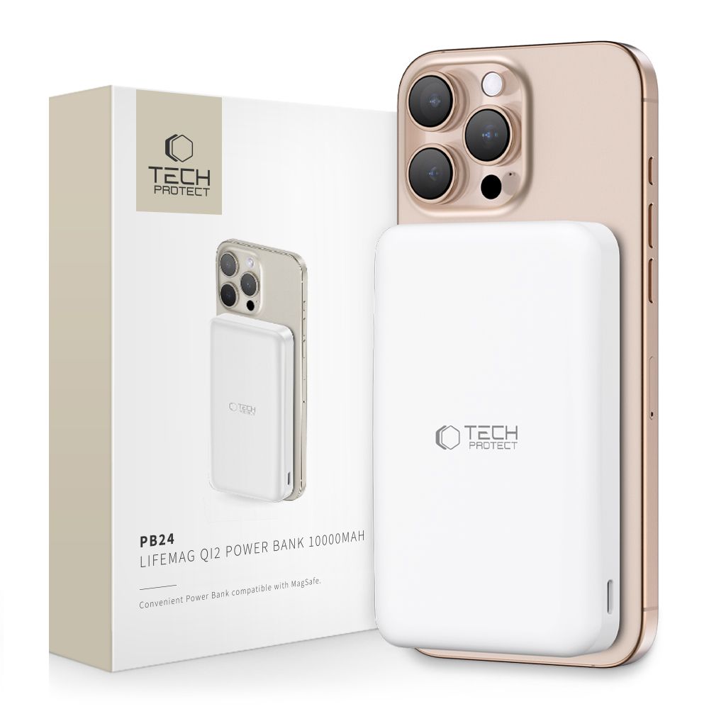Tech-Protect PB24 LifeMag QI2 MagSafe Power Bank 10000 mAh, White