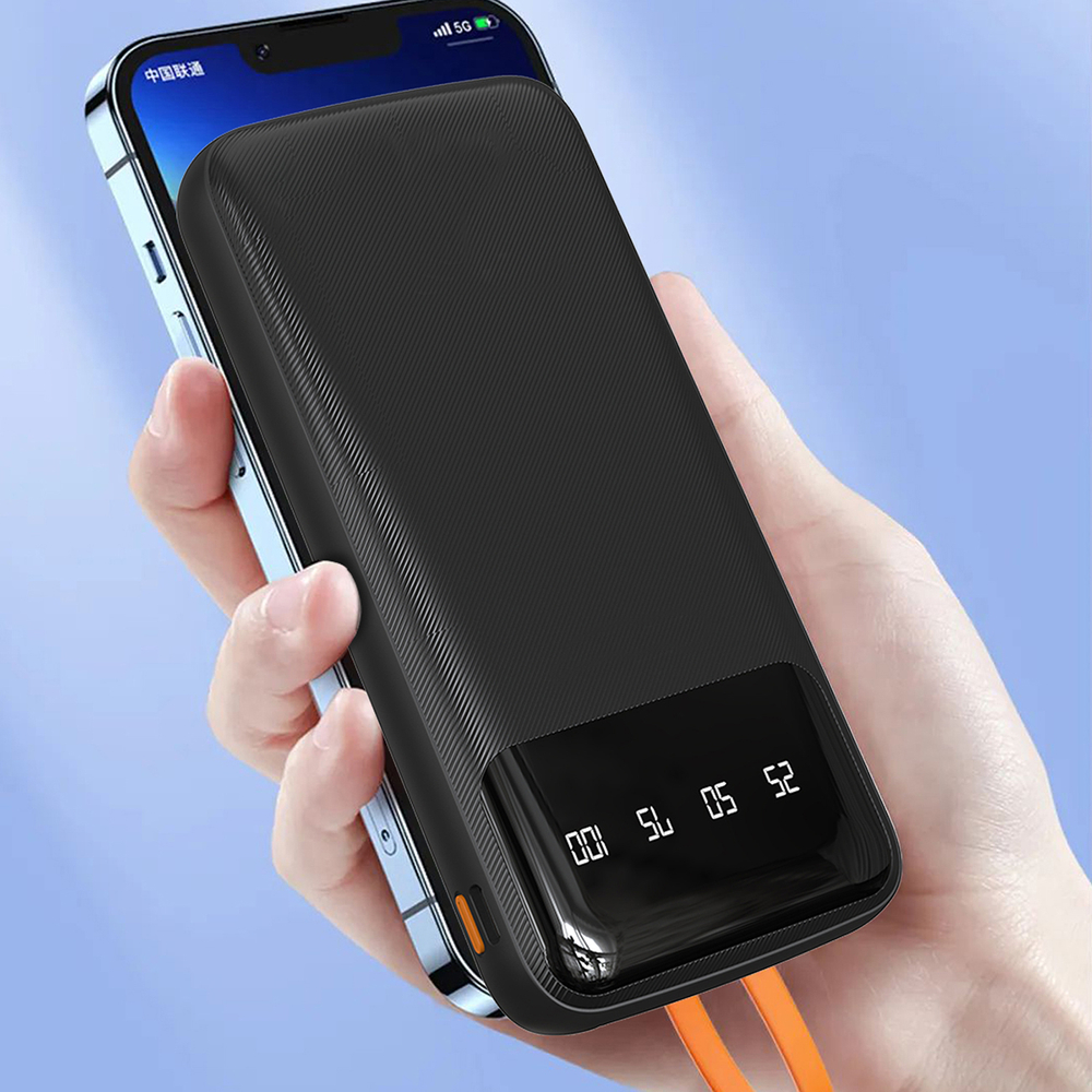 Dudao K6Pro 10000mAh Power Bank with Built-in Cables, Black