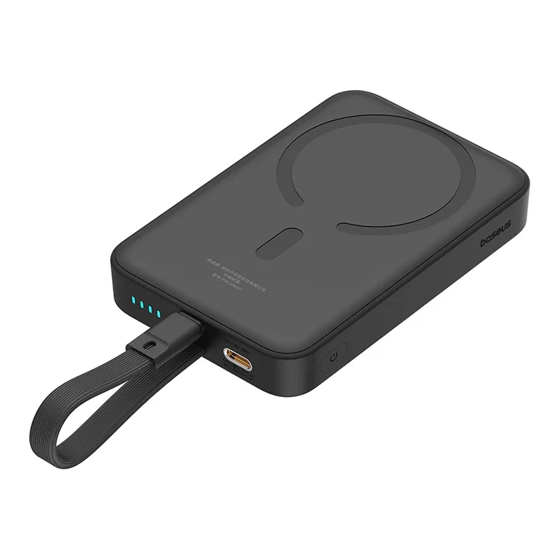 Baseus Magnetic Mini MagSafe išorinė baterija 10000mAh 20W su Lightning laidu, juoda