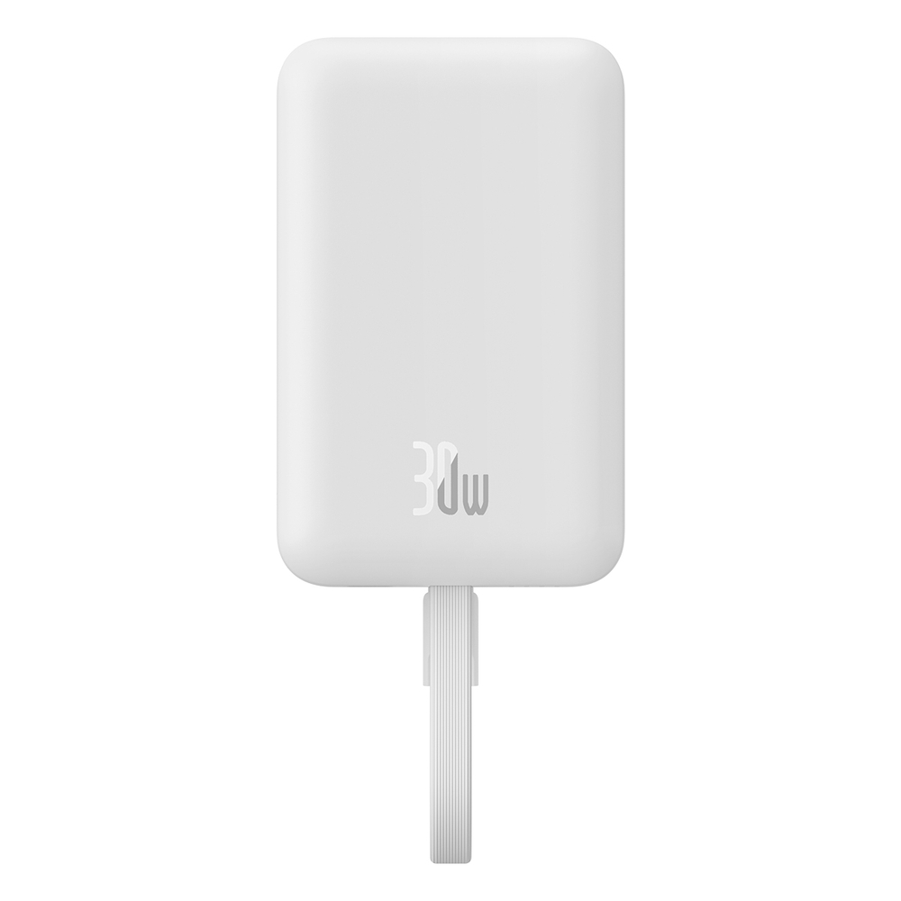 Baseus Magnetic Mini MagSafe išorinė baterija 10000mAh 30W su USB-C laidu, balta
