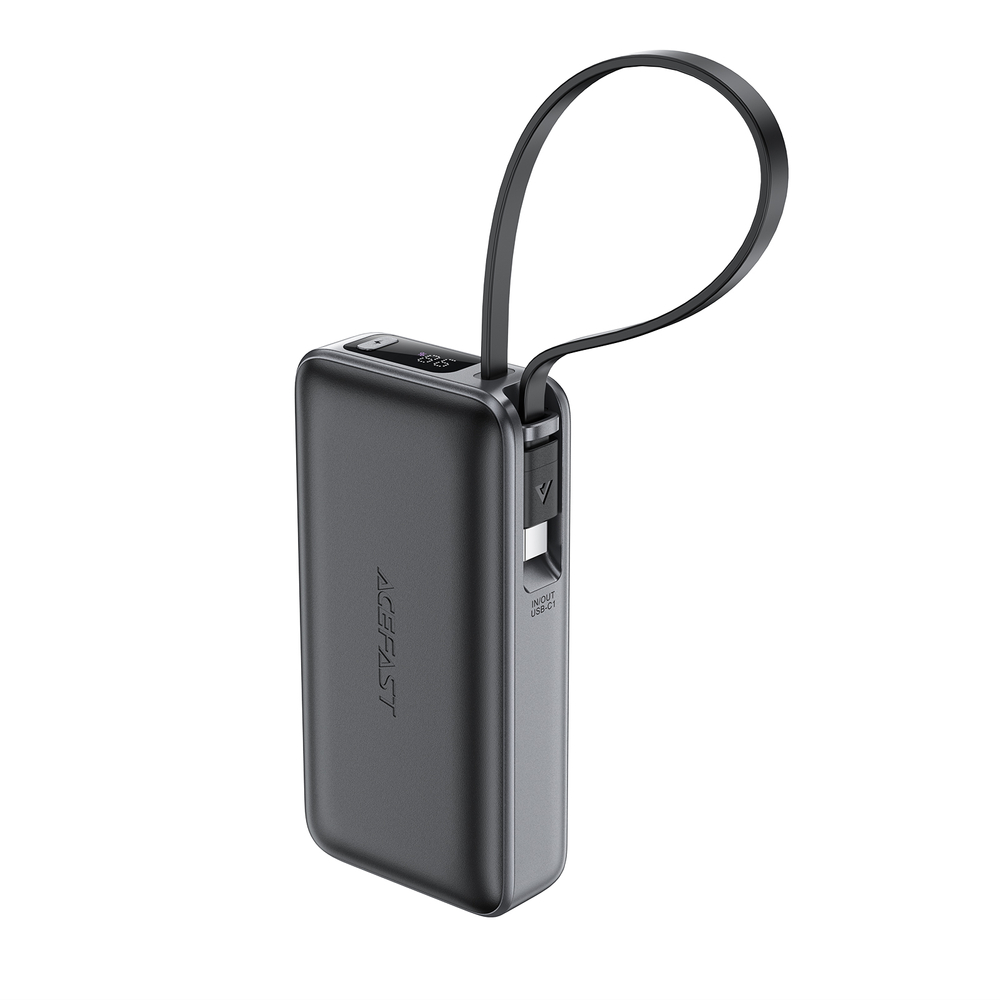 Acefast M7-10000 PD30W Powerbank with Built-in Cable - Black