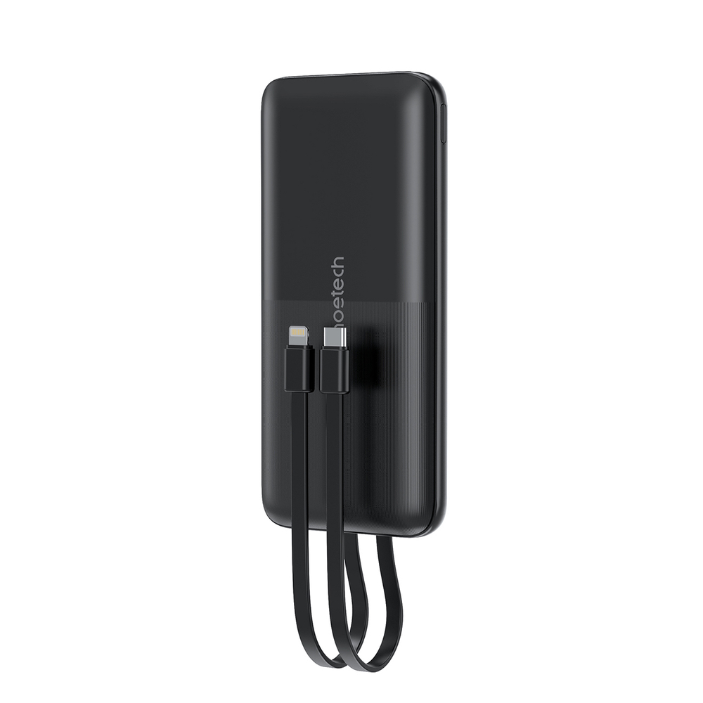 Choetech B654 Power Bank 10000mAh 22.5W with Built-in Cables, Black