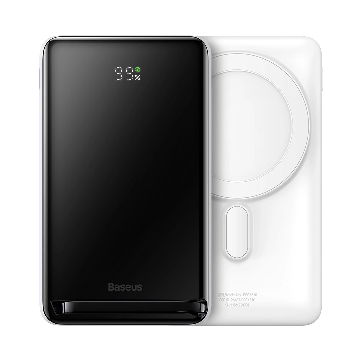 Baseus Magnetic Bracket powerbank with wireless charging MagSafe 10000mAh 20W Overseas Edition white (PPCX000202) + USB...