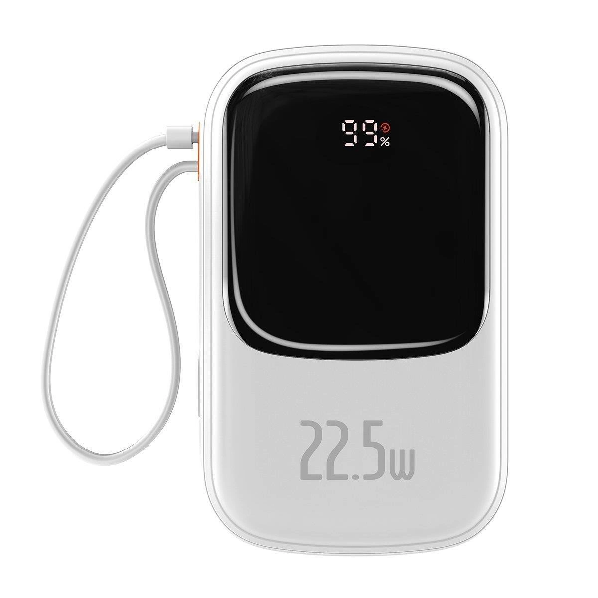 Baseus Qpow išorinė baterija 20000mAh 22.5W su USB-C laidu, balta