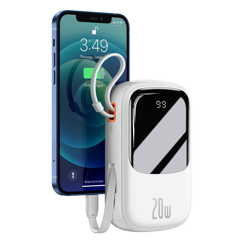Baseus Qpow Pro 20000mAh Power Bank with Lightning Cable 20W White