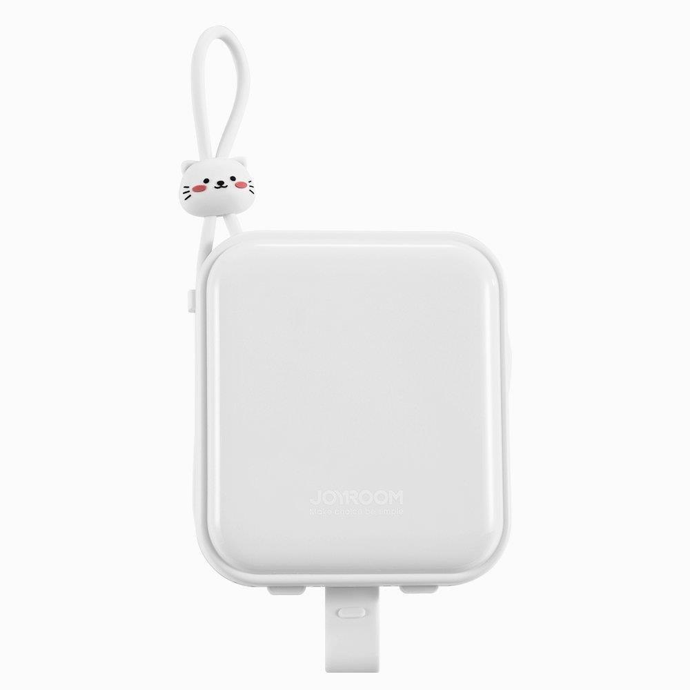 Joyroom powerbank with USB C and Lightning cables and Cutie Series stand 10000mAh 22.5W white (JR-L008)