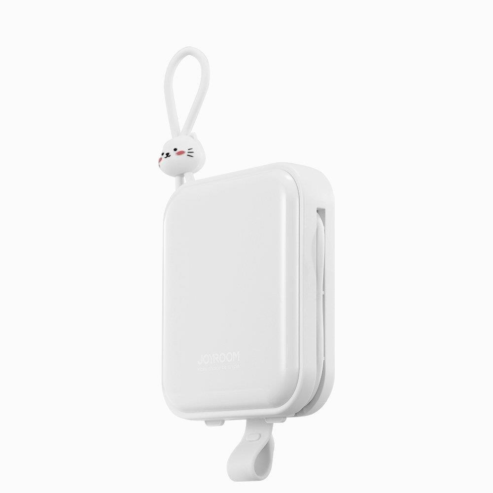 Joyroom powerbank with USB C and Lightning cables and Cutie Series stand 10000mAh 22.5W white (JR-L008)