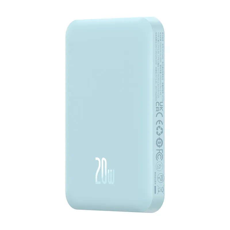 Baseus Magnetic Mini išorinė baterija 5000mAh 20W su USB-C laidu, mėlyna