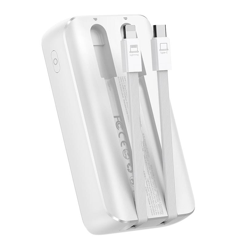 Joyroom JR-PBC06 Mini Power Bank 10000mAh 30W with Built-in Cables, White