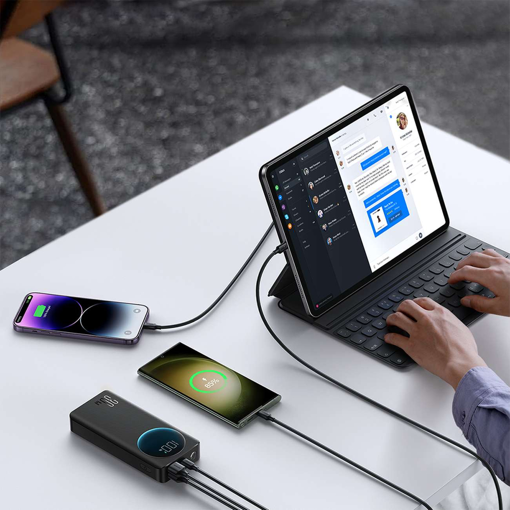 Powerbank Joyroom JR-PBF02 30W 20000mAh + USB-A - USB-C cable 0.25m - black