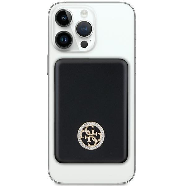 Guess MagSafe išorinė baterija 4G Strassed Metal Logo 15W 5000mAh, juoda