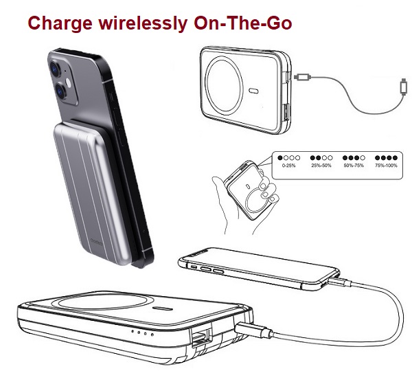 Choetech B655 Mini magnetinė išorinė baterija 5000mAh, sidabrinė